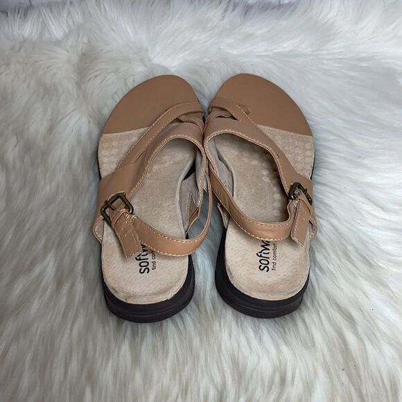 Software Tan Leather Strappy Thong Sandals Sz 5 - Picture 3 of 6